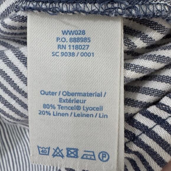 Boden Blue Striped Linen and Tencel Lyocell Pearl Snap Dress Sz 4 - Picture 5 of 8
